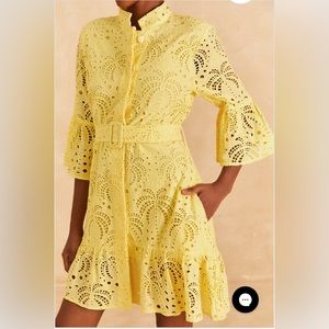 NWT FARM RIO Light Yellow Palm Tree Mini Dress. Size: XS